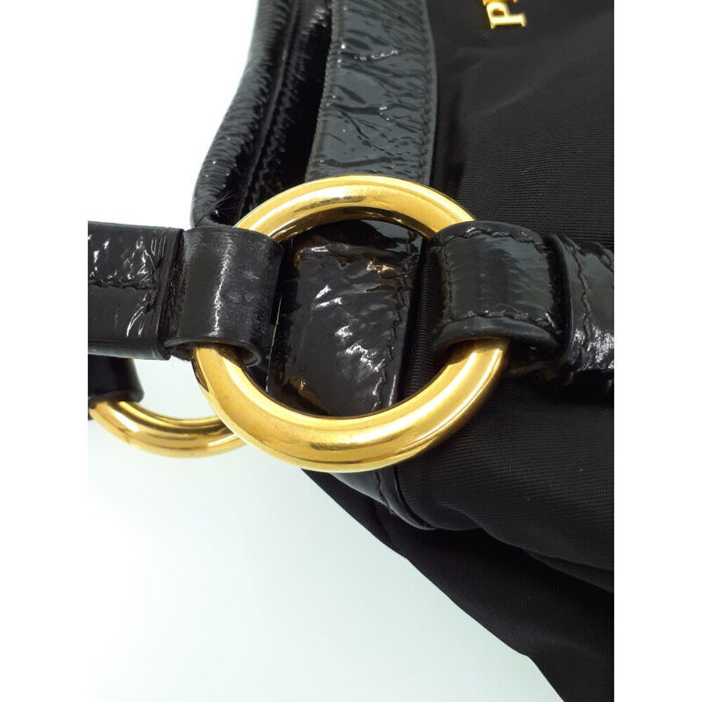 Prada Tessuto leather Shoulder trimmed patent Black tote bag - Picture 6 of 9